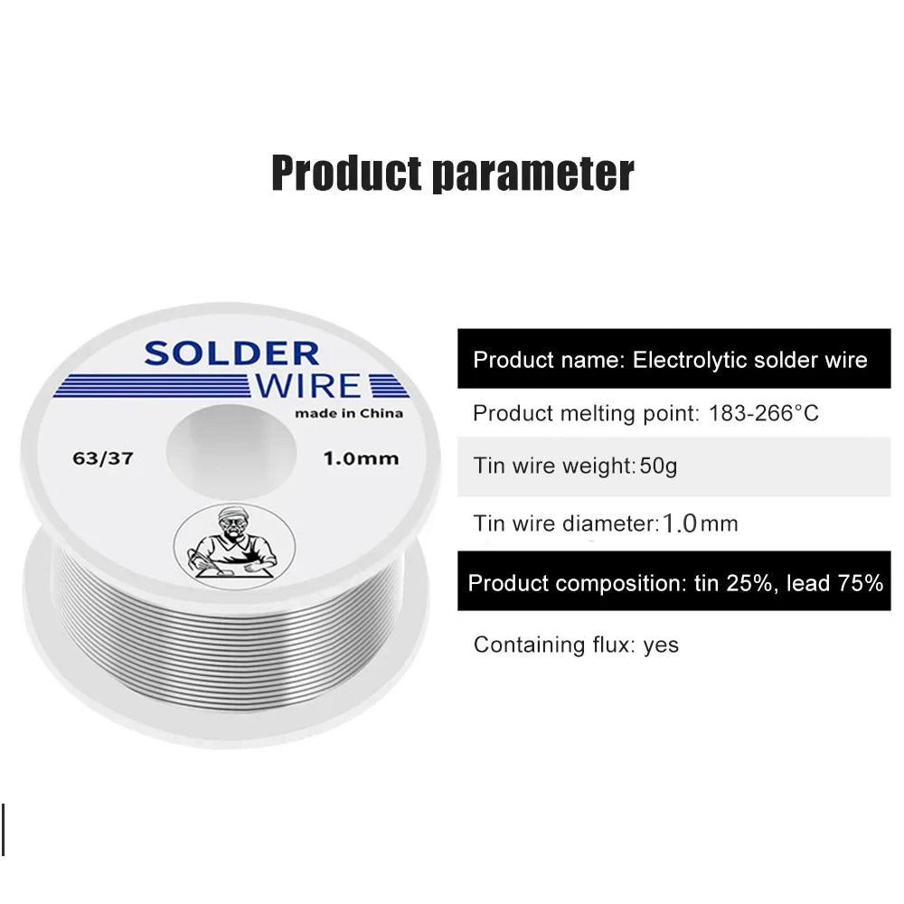 63/37 Soldering Tin Wire Tin Melt Rosin Core Solder Soldering Wire Roll Easy Clean Fusible Tin Low Temperature Easy Melt Wire