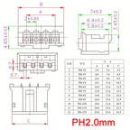 YanXi 10PCS SH1.0 1.25 ZH1.5 PH2.0 XH2.54 Connector Female Plug 2/3/4/5/6/8/9/10/12Pin With Cable Terminal Wire 10/20/30cm