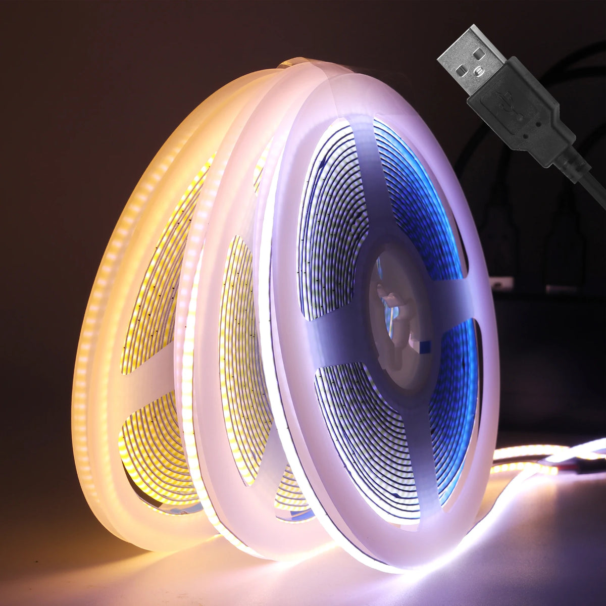 5V USB COB Led Strip Light 320 Leds/M White/Red/Green/Blue/Ice Blue/Pink PCB 3MM 5MM 8MM Flexible Ribbon Night Lamp TV Backlight