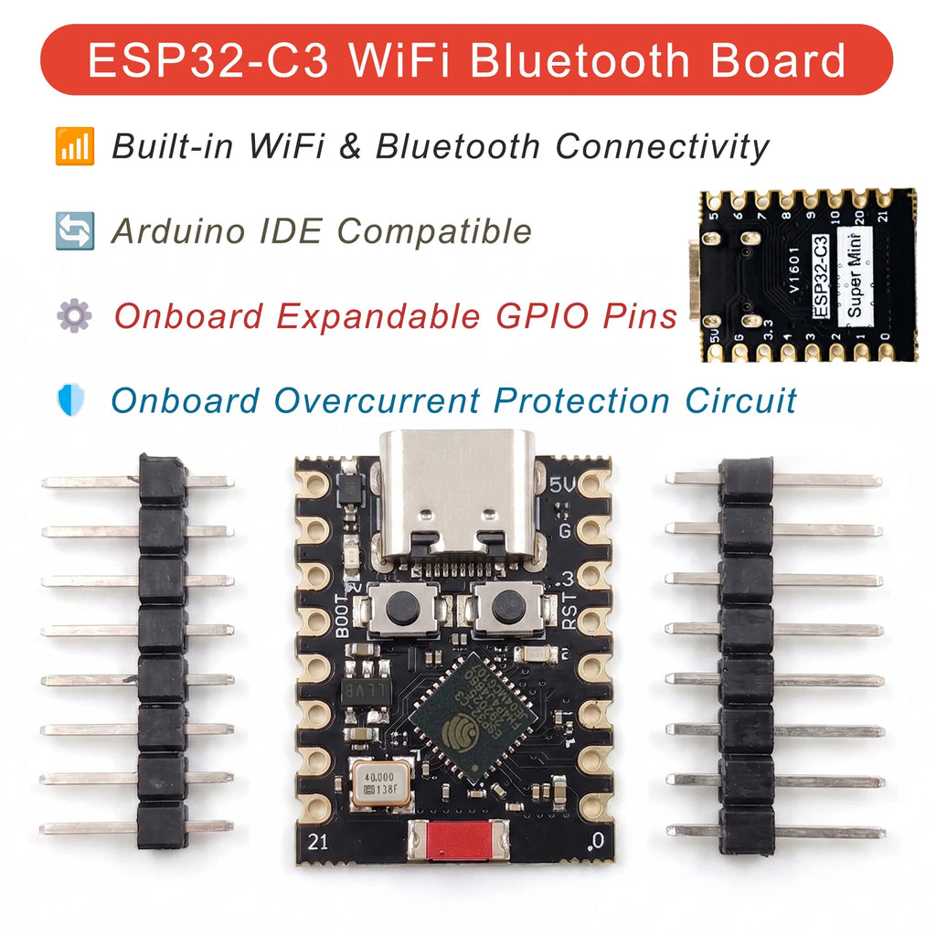 ESP32-C3 SuperMini Development Board WiFi Bluetooth-Compatible RISC-V Type-C for Arduino IOT Smart Home Compact Module Low Power