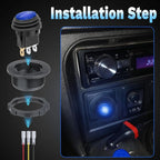 SPST 3 Pin Round Rocker Switch Toggle Switch 12V Waterproof Lighted LED On/Off Switch for Car Marine Toggle Switch