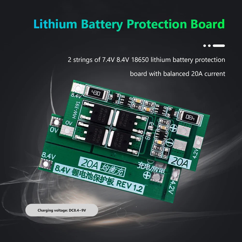 1-5PCS HW-391 2S 20A 7.4V 8.4V 18650 BMS Module 18650 Lithium Battery Charger Protection Board Standard/Balance Module for DIY ﻿