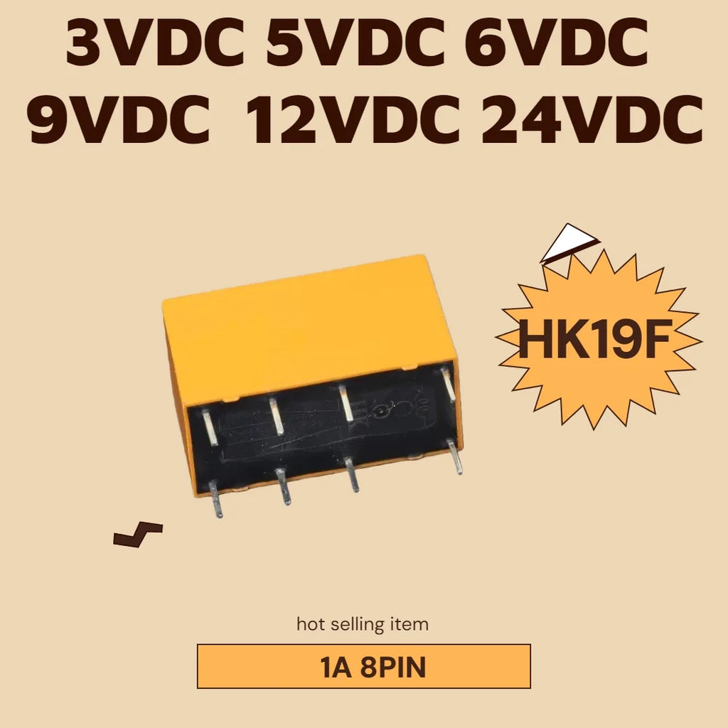 1-10pcs Relay HK19F-DC3V-SHG HK19F-DC5V-SHG HK19F-DC6V HK19F-DC12V HK19F-DC24V HK19F 3V 5V 9V 12V 24V 8PIN 1A Relays