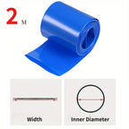 2m/pack 18650 Lipo Battery PVC Heat Shrink Tube Pack 25mm ~ 300mm Width Insulated Film Wrap Lithium Case Cable Sleeve Blue