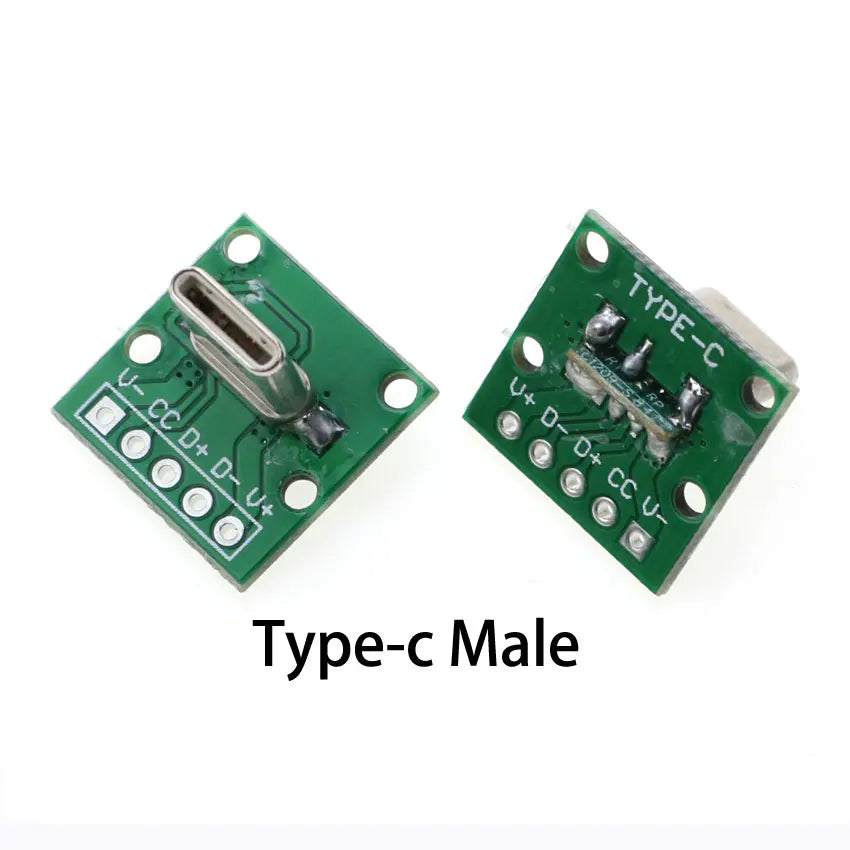 Cltgxdd 1pcs Data Charging Cable Jack Test Board with Pin Header 90/180 Degree USB 3.1 Type-C Female Male Connector