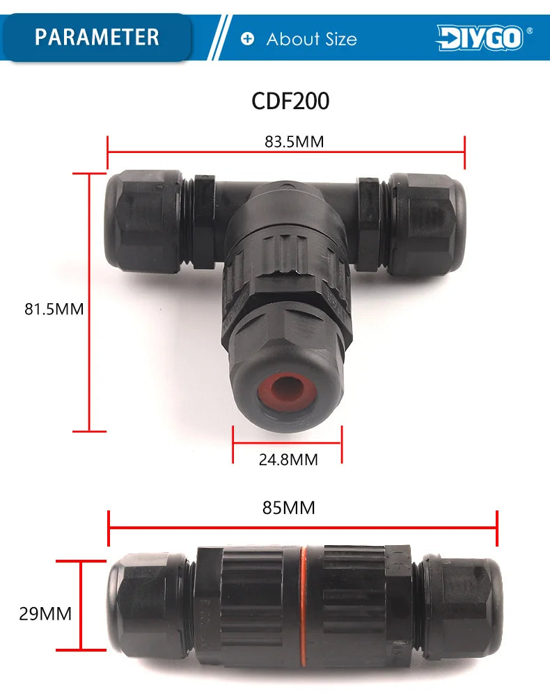 1Pcs I & T Shape Wire Connector 2/3/5 Pin Waterproof Connectors Fast Screw Connection Push-in Terminals Electric Junction Box
