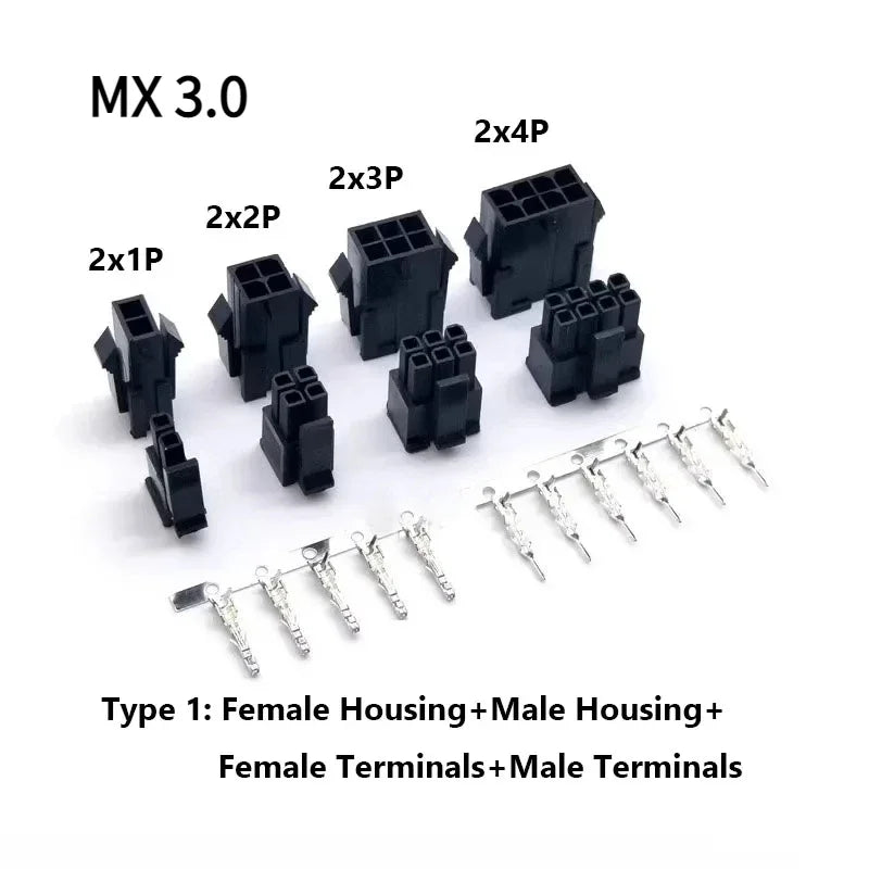 10Sets MX3.0mm Micro-Fit 3.0mm Double Row 2*1P- 2*12Pin Mini 5559/43020 Housing Receptacle Terminal Straight RA Wafer Connector