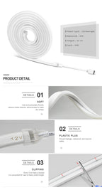 DC12V 1M 2M 3M 4M 5M RGB Neon LED Strip Ligts with Zigbee 3.0 Smart Wifi Controller Tuya Switch Home Decoration Silica Gel -EU