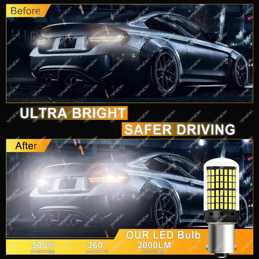 2-8 PCS CANBUS T20 7443 P21W PY21W 1156 BA15S BAU15S LED Bulb For 6500K White Car Turn Signal Tail Reverse Lights 2000LM 12V 24V