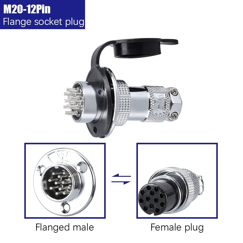 GX20 Flange Butting Type Aviation Plug &Socket 2/3/4/5/6/7/8/9/10/12 Pin Male&Femal Connectors Coppe
