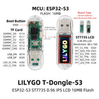 LILYGO® T-Dongle-S3 ESP32-S3 Development Board With Screen Dongle 0.96 inch ST7735 LCD Display Support WiFi Bluetooth TF Card