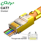 CAT6 CAT7 CAT5E RJ45 Connectors Pass Through Modular Plug Network UTP 3/50μ Gold-Plated 8P8C Crimp End for Ethernet Cable