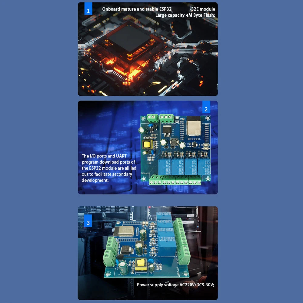 ESP32 Relay Development Board AC / DC Power Supply WiFi Bluetooth BLE 4 Channel Relay  ESP32 Module