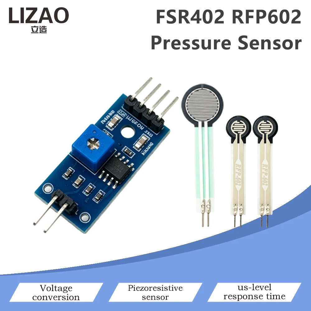 FSR402 RFP602 Piezoresistive Pressure Sensor Kit, Force Sensitive Resistor Module With Voltage Conversion Board For Arduino DIY