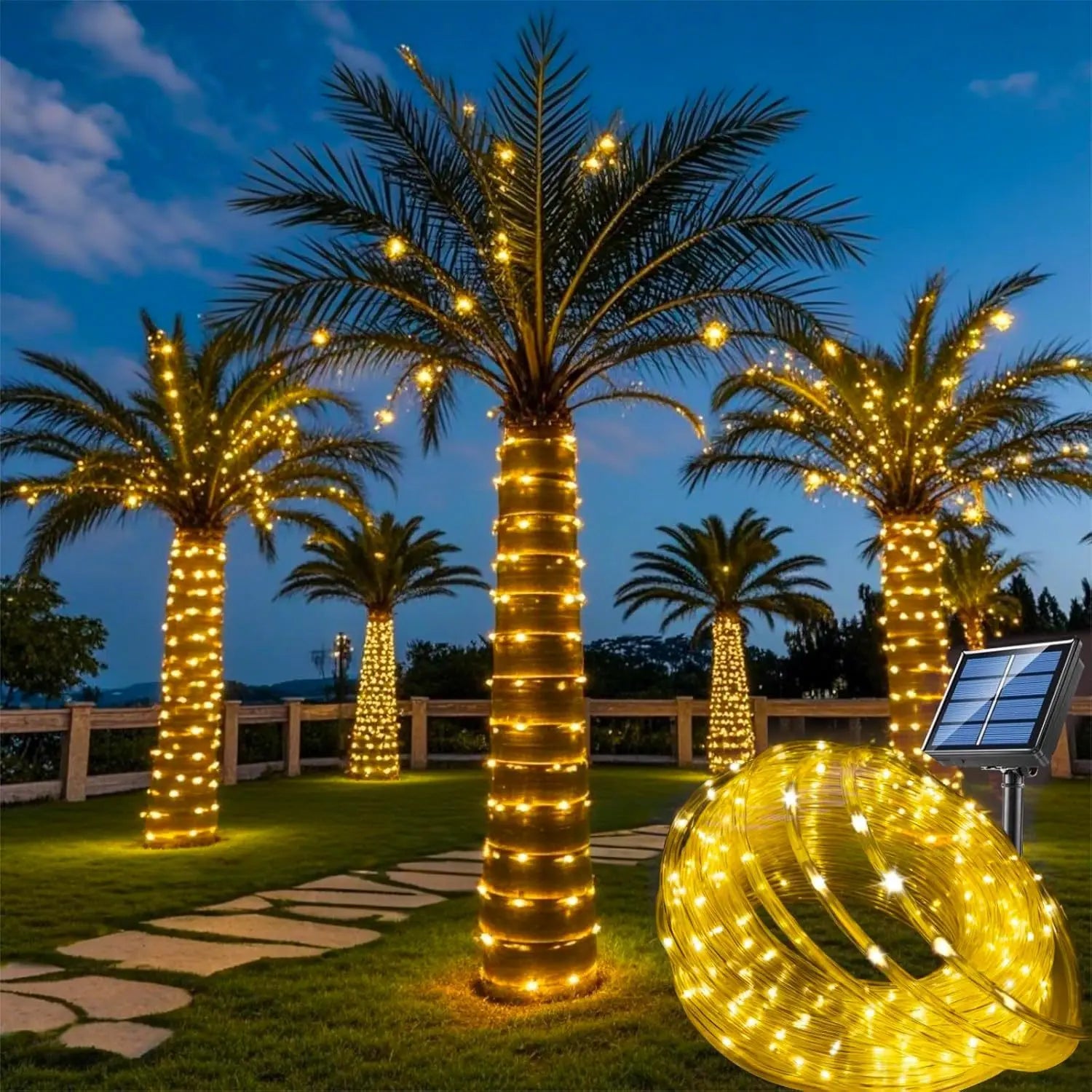 Solar String Lights Outdoor Waterproof LED Strip Rope Tube Lamp Christmas Fairy Garland String Lights for Garden Tree Yard Fence