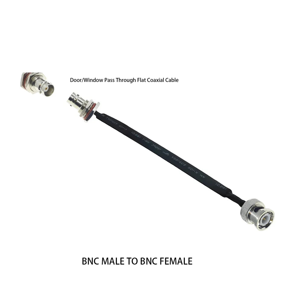 Door/Window Pass Through Flat RF Coaxial Cable BNC Male Female to BNC Q9 Male 50 Ohm RF Coax Pigtail Extension Cord Wire