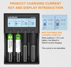 LiitoKala Lii-CH4 Smart Charger for 18650/21700/26650/AA/AAA/Ni-MH/Li-ion,1.2V/1.5V 4-Slot Fast Charge, USB-C, Auto Detect