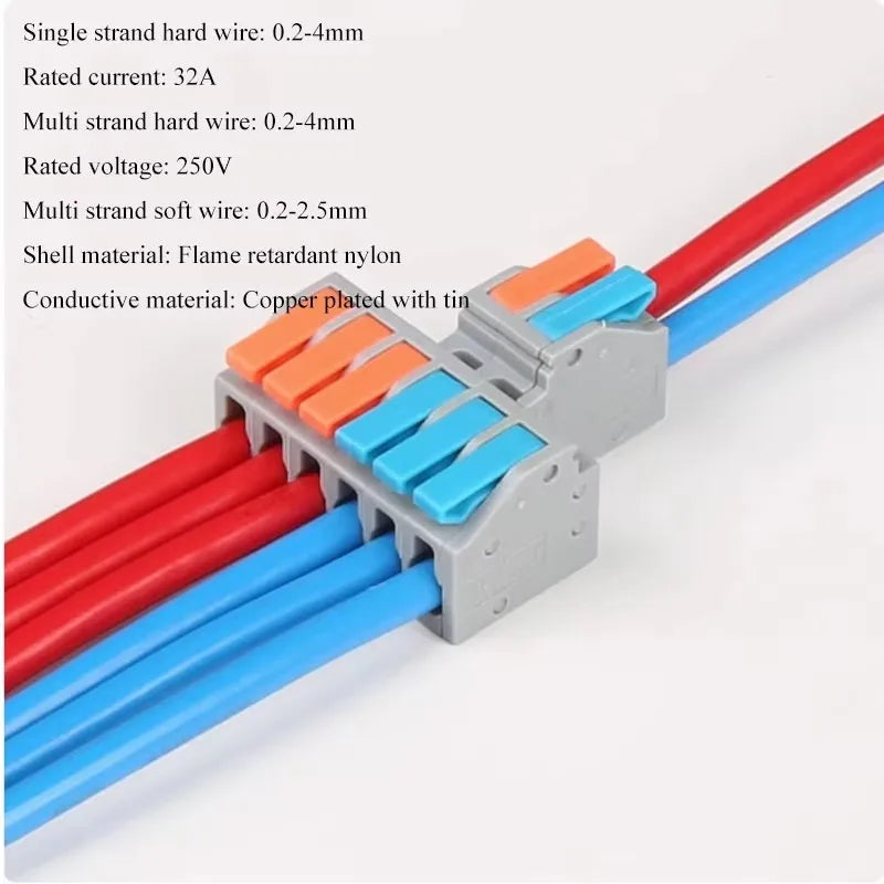 Multi-in Multi-out Quick Wire Connectors Universal Parallel Cable Splitter Splicing Electrical Wiring Terminal Block
