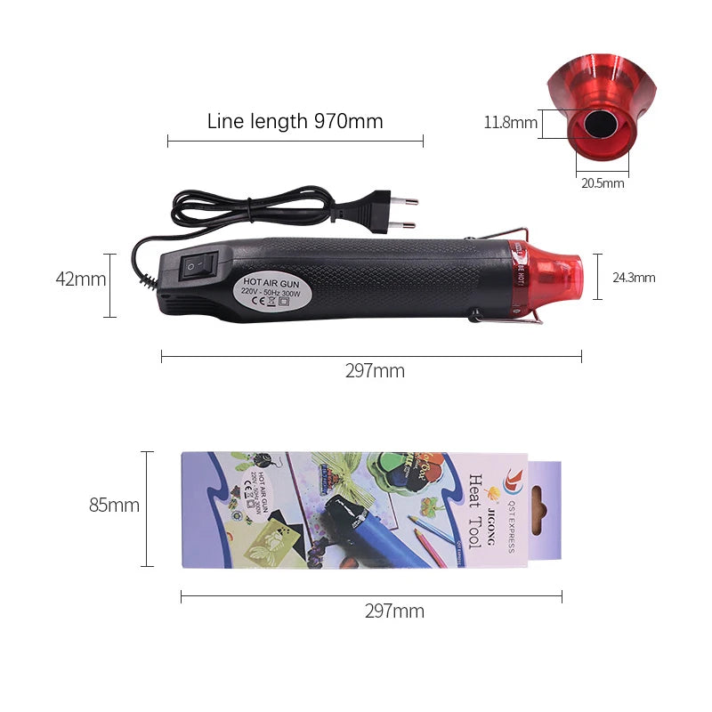 220V DIY Heat Gun Electric Power Tool Hot Air Gun 300W Temperature Gun With Supporting Seat Shrink Plastic DIY Craft Tool
