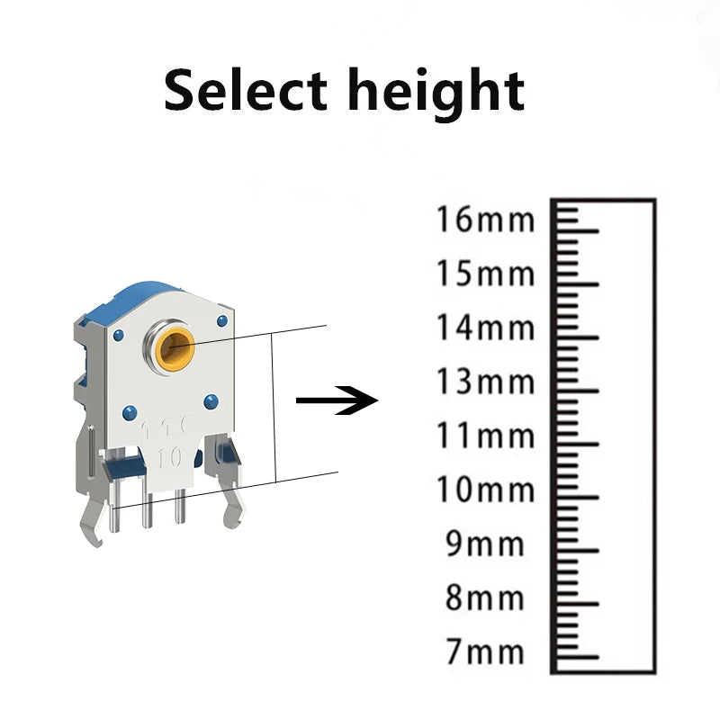 TTC Encoder 7/8/9/10/11/12/13/14/15/16mm Rotary Mouse Scroll Gold Wheel Encoder With 1.74mm Hole Mark,20-40g PC Mouse Dustproof