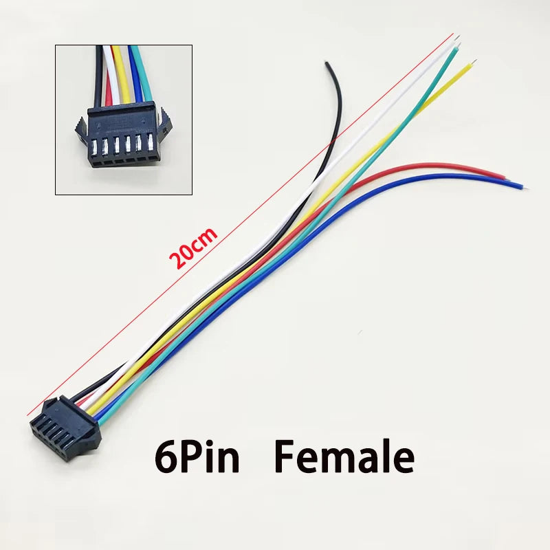 5/10PCS SM Terminal Wire JST Docking Plug 20CM Length 2/3/4/5/6Pin 2.54MM Tin Plated Male Female Connector
