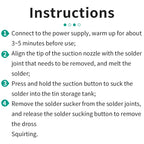 LUXIANZI 220V 50Hz Electric Suction Gun Vacuum Solder Sucker Tin Soldering Iron Desolder Pump Repair Welding Tools with Nozzle