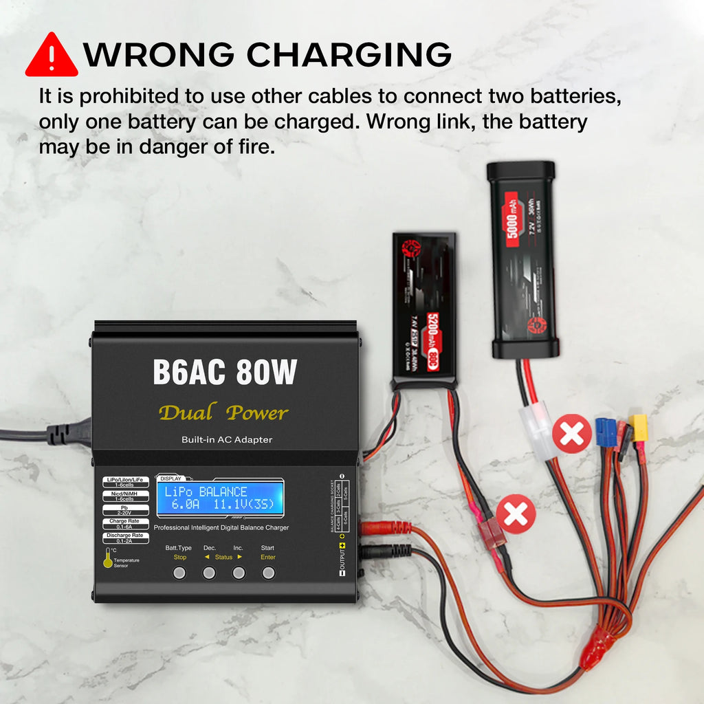 IMAX B6AC 80W RC Charger B6 AC 6A Balance Charger with Digital LCD Screen Li-ion LiFe Nimh Nicd PB Lipo Battery Discharger