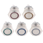 19mm Metal Push Button Switches 4Pins Short Terminals Button Latching Lock/ Self-reset 6V12V24v220V Red Green LED Light for PC