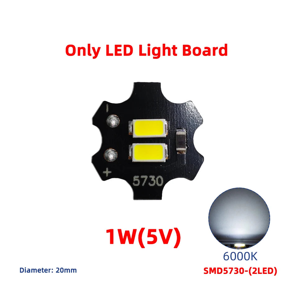 1-20 Pcs Mini LED Light Board DC 5V 1W SMD5730 3000K Warm/White 6000K 20mm Aluminum Plate Lamp Beads and USB Switch Cable On/Off