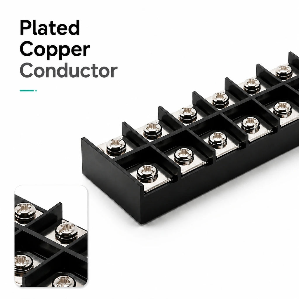 Screw Terminal Block TB Series Dual Row Barrier Strip 3/4/5/6/8/10/12P 15A 25A 45A 600V Panel Mount Electrical Wire Connector