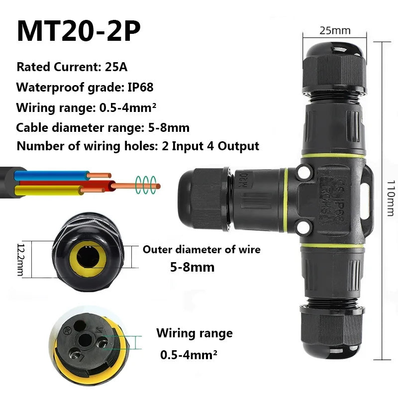 IP68 Waterproof Joint Wire Quick Connection Connector 2 3 4 Pin Solderless LED Lamp Electric Wiring Outdoor Rainproof Terminal