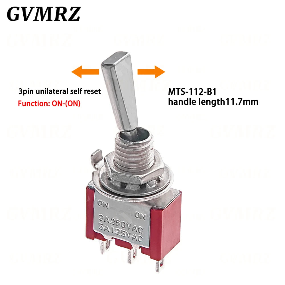 2PCS Flat Handle 6mm Panel Mount Mini Toggle Switch 3/6Pin 2/3 Positions ON OFF ON Locking Momentary RC Model Remote Controlller