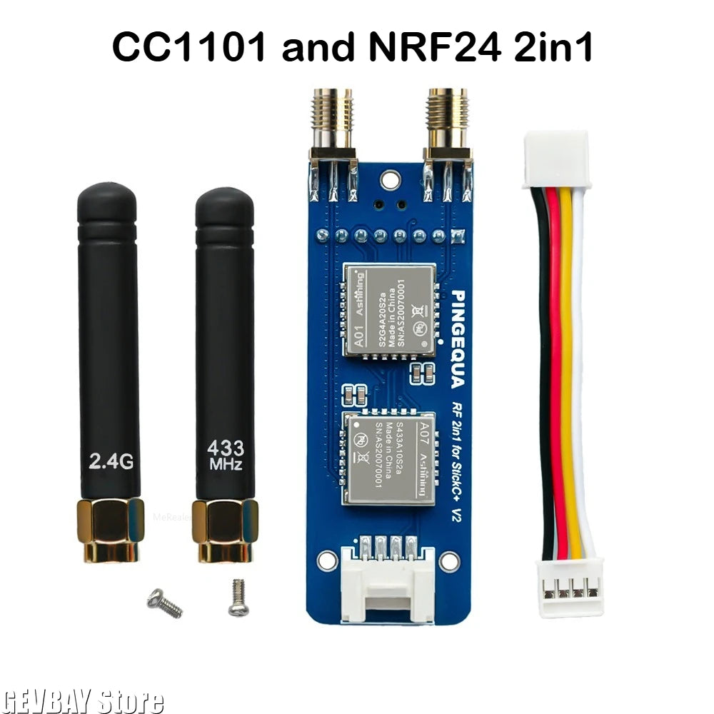 RF 2-in-1 Module for M5Stack StickCPlus 1.1&2, Supports NRF24 2.4GHz and CC1101 433MHz with Bruce Firmware, Without Machine
