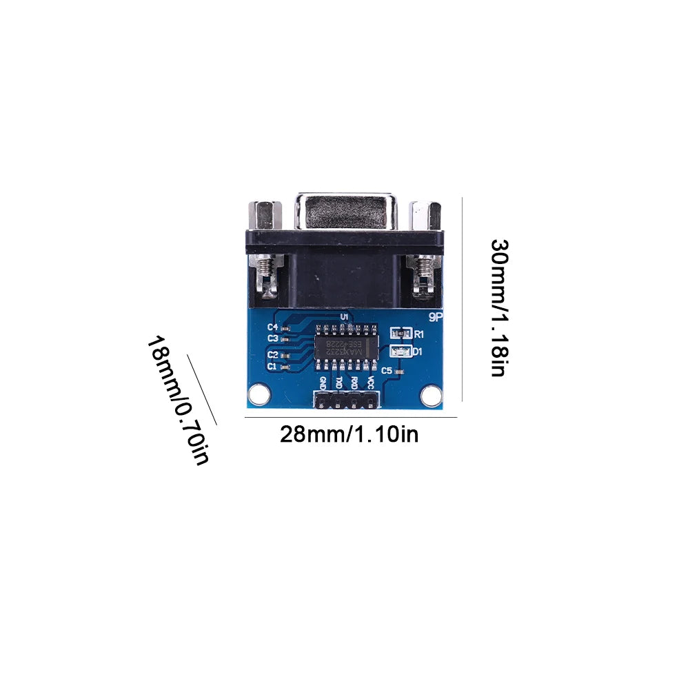 MAX3232 RS232 To TTL Serial Port Converter Module TX RX VCC GND Female DB9 Connector MAX232 Flashing Board MAX3232 Chip