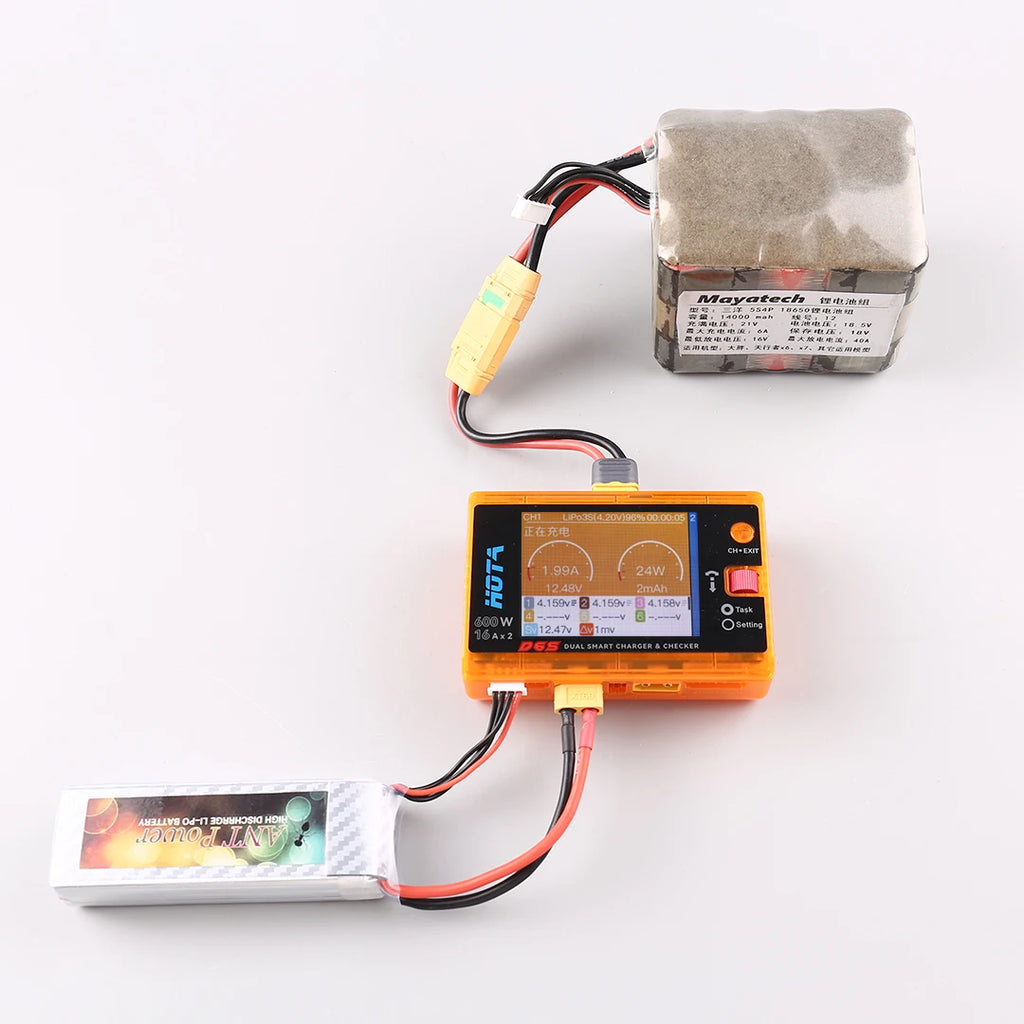 HOTA D6S RC Lipo Battery Charger Magnetic Suction Dual Channel Smart Balance 600W High Power 1-6S Smart Balance Charger