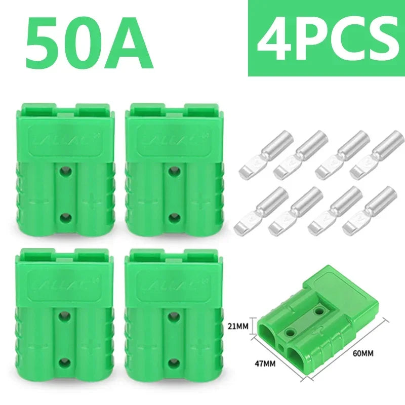 2Pairs（4PCS) High Current  Plugs 50A & 120A - Silver Plated Copper Connector Kit for Winch Motor Wiring 12-36V