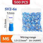 500PCS Fork Crimp Terminal M4/M5/M6 Spade Plugs Pre-insulated Ferrules Lugs For Splice Electricals Cable Wire End Connectors