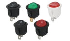 1PCS ON/OFF Round Rocker Switch LED illuminated Car 12V 24V / 6A 250V / 10A 125V 2/3/4PIN Switch 20MM