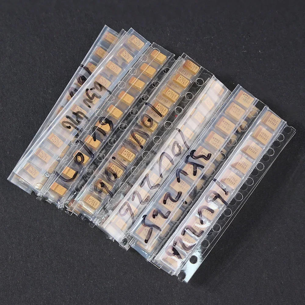 150PCS Tantalum Capacitor Assortment Kit 1μF~220μF 15 Values A/B Case SMD Chip Capacitors for DIY Repair Electronics Projects