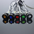 1PC Fog lamp LED Momentary Fixation locking waterproof 16mm 19mm Metal Push Button Switch 3V 5V 12V 24V 220V symbol customized