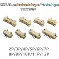 50pcs Micro JST MX1.25 Straight needle/curved needle Connector 2Pin~12Pin Male Pin Header Right Angle 90°/180° 1.25mm Pitch
