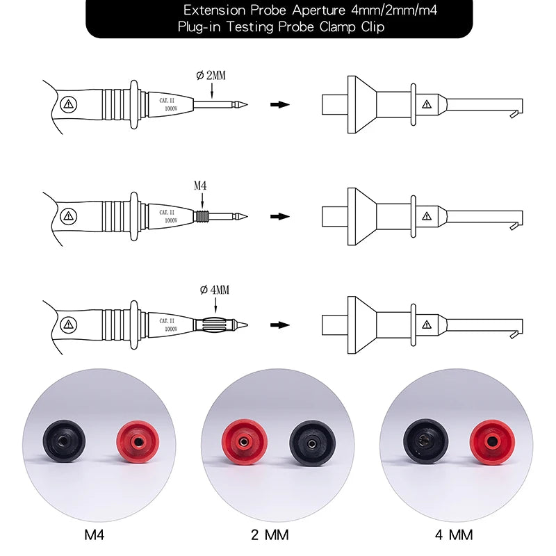 Multimeter Probe Hook 4mm Threaded Socket Smd Ic Clamp Spring Damage Test Gilding Suitable For Test Lead 2mm/4mm/M4 Interface