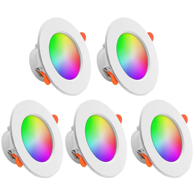 1-10PCS 10W Smart LED Downlight Bluetooth Ceiling Lamp RGB CCT Lamp APP Remote Control Color Changing Light for Google Alexa Hom