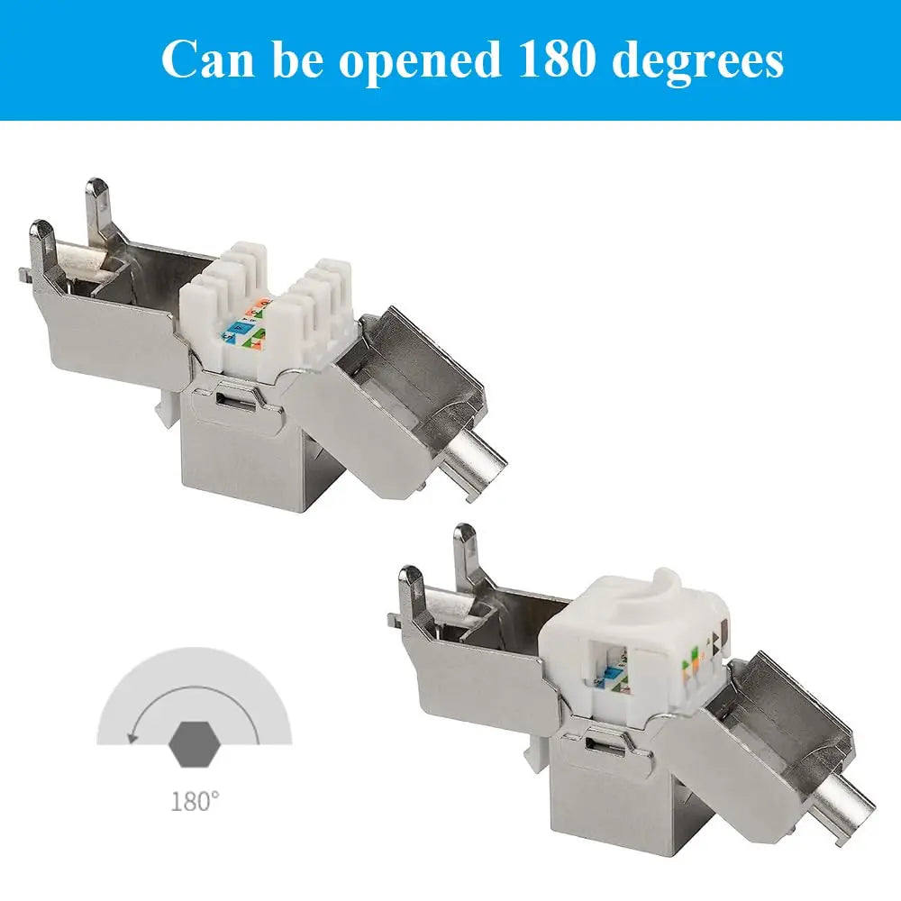 ZOERAX 1Pcs Cat6a Cat7 Keystone Jack Cat7 RJ45 STP Tool-Less Type Zinc Alloy Module Jacks Adapter Coupler for 22 to 26 AWG Cable