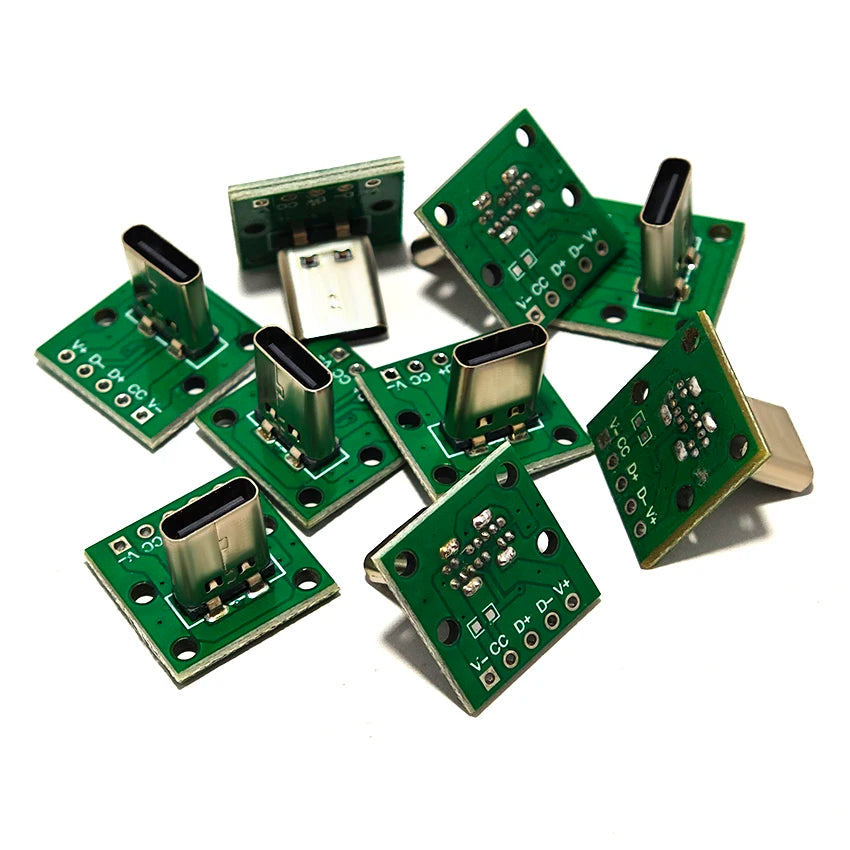 Vertical USB Type C Female Socket Patch Board 14P to 2.54 5P Circuit Board Data Test Board Type-c Usb C Connector