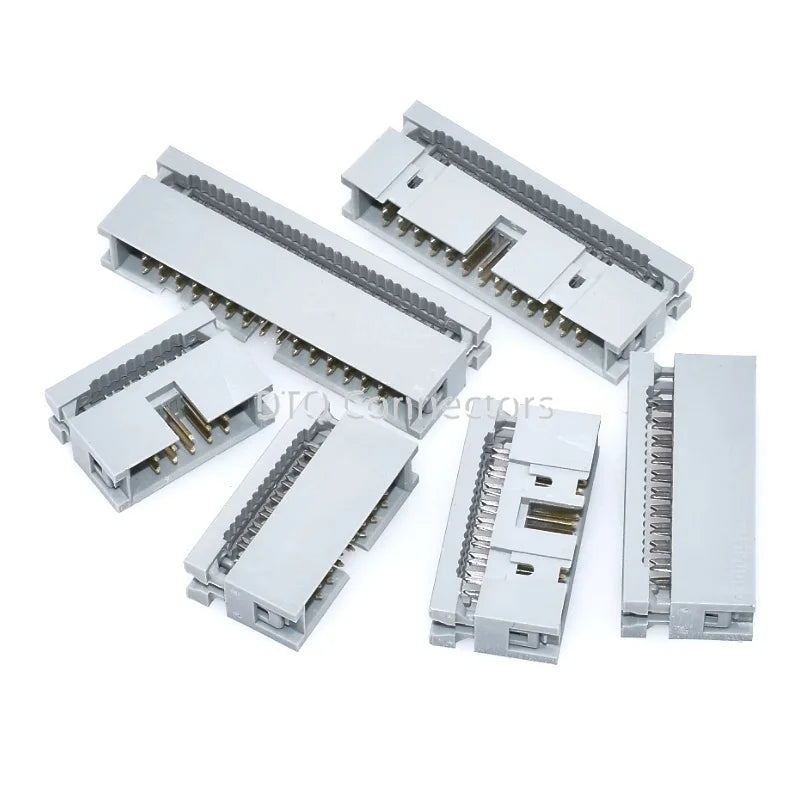 5PCS 2.54MM IDC Type Box Header Male Headers 6/810/14/16/18/20/30/34/40/50/60/64 PIN Connector for 1.27mm Pitch Flat Cable