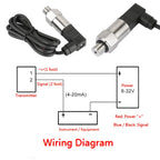 Pressure Sensor 4‑20mA Output G1/4" Silicon Pressure Transmitter Transducer for Water Gas Oil Pressure Transducer