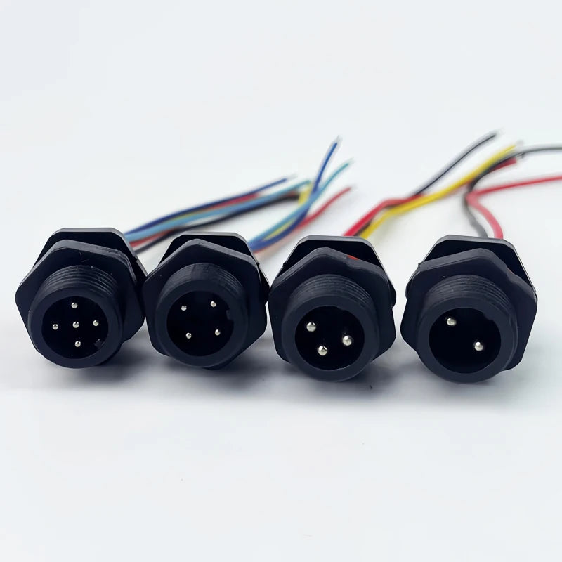 10PCS M12 IP65 Waterproof Aviation Connector Pre-wired Male Female Cable Plug 2P 3P 4P 5Pin Panel Mount Electrical Socket