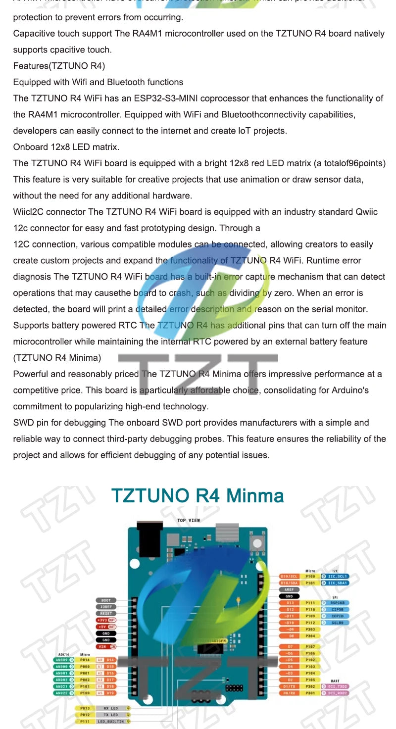 TZTUNO R4 Minima Type-C USB ESP32-S3 WIFI Edition Development Board For Arduino Programming Learning Controller