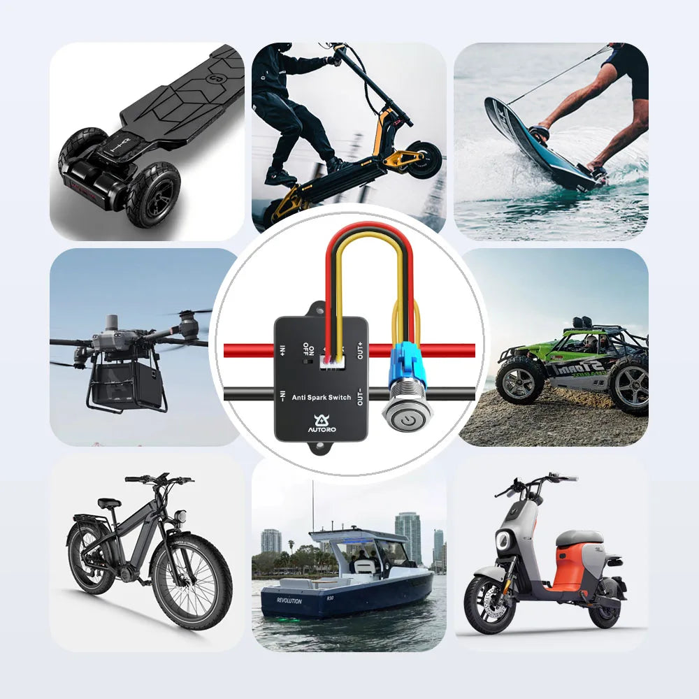 Autoro AS100 Anti Spark Power Switch 100A 84V DC – XT90 Connector for ESC Electric Skateboard Scooter RC Car Boat E-Bike,etc